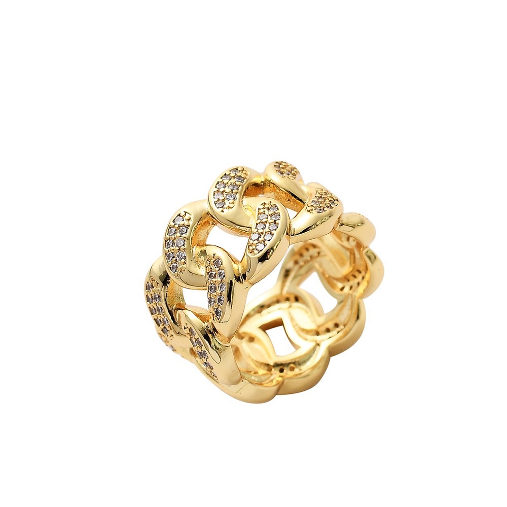 S925 Sterling Silver Moissanite Cuban Link Ring, Iced Out Full Paved Moissanite Band Ring, Hip Hop Bling Rapper Jewelry for Men, Multiple Styles Avail - view 8