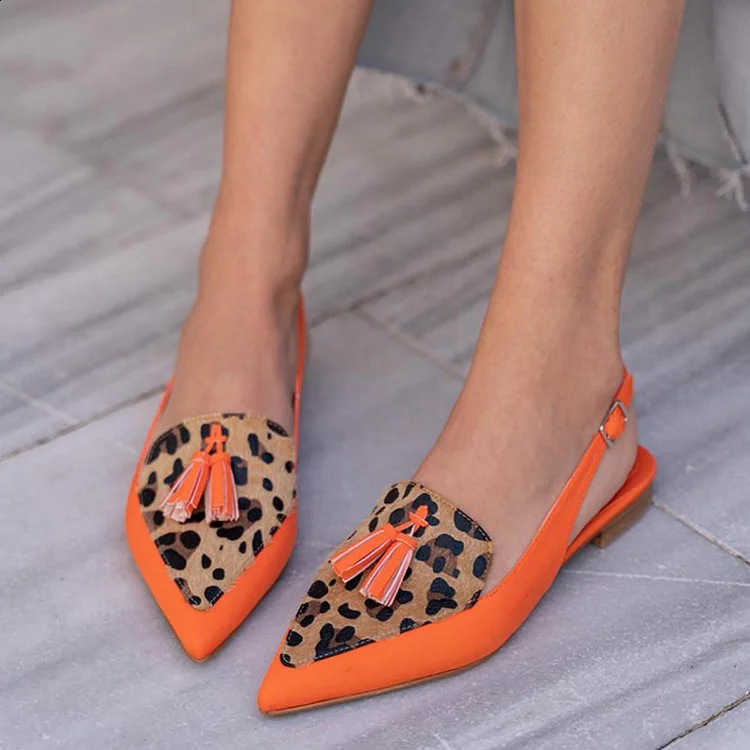 New 2026 color-matched women's large-size pointed-toe fringed low-heeled slip-on sandals with open backs Q260916 - view 6