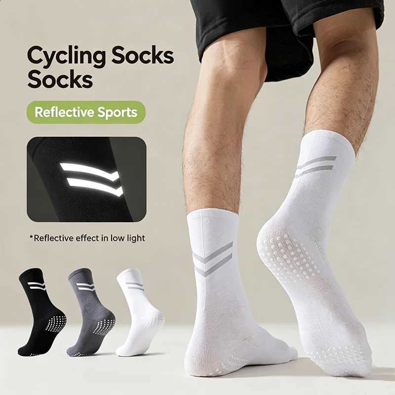 Calzini Da Ciclismo Professionali Calzini Riflettenti Per Equitazione Notturna Antiscivolo Calzini Da Corsa Sportivi Traspiranti Ad Asciugatura Rapi-image