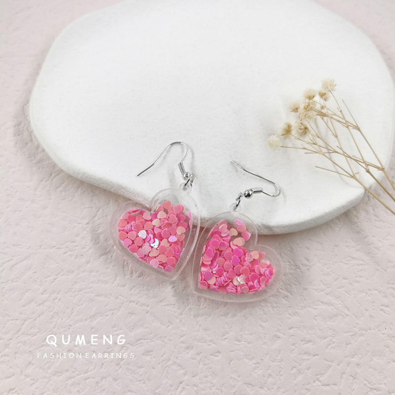 Trendy creative these dazzling pink sequin heart shaped acr - view 4