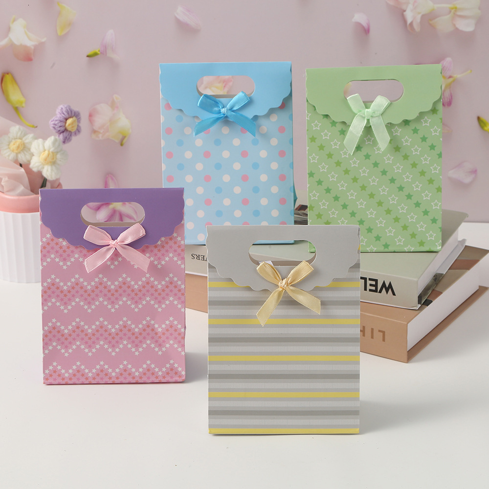 Borsa Portaoggetti Avvolgente A Forma Di Stella, Borsa A Pois, Borsa Regalo Macaron Con Fiocco-image