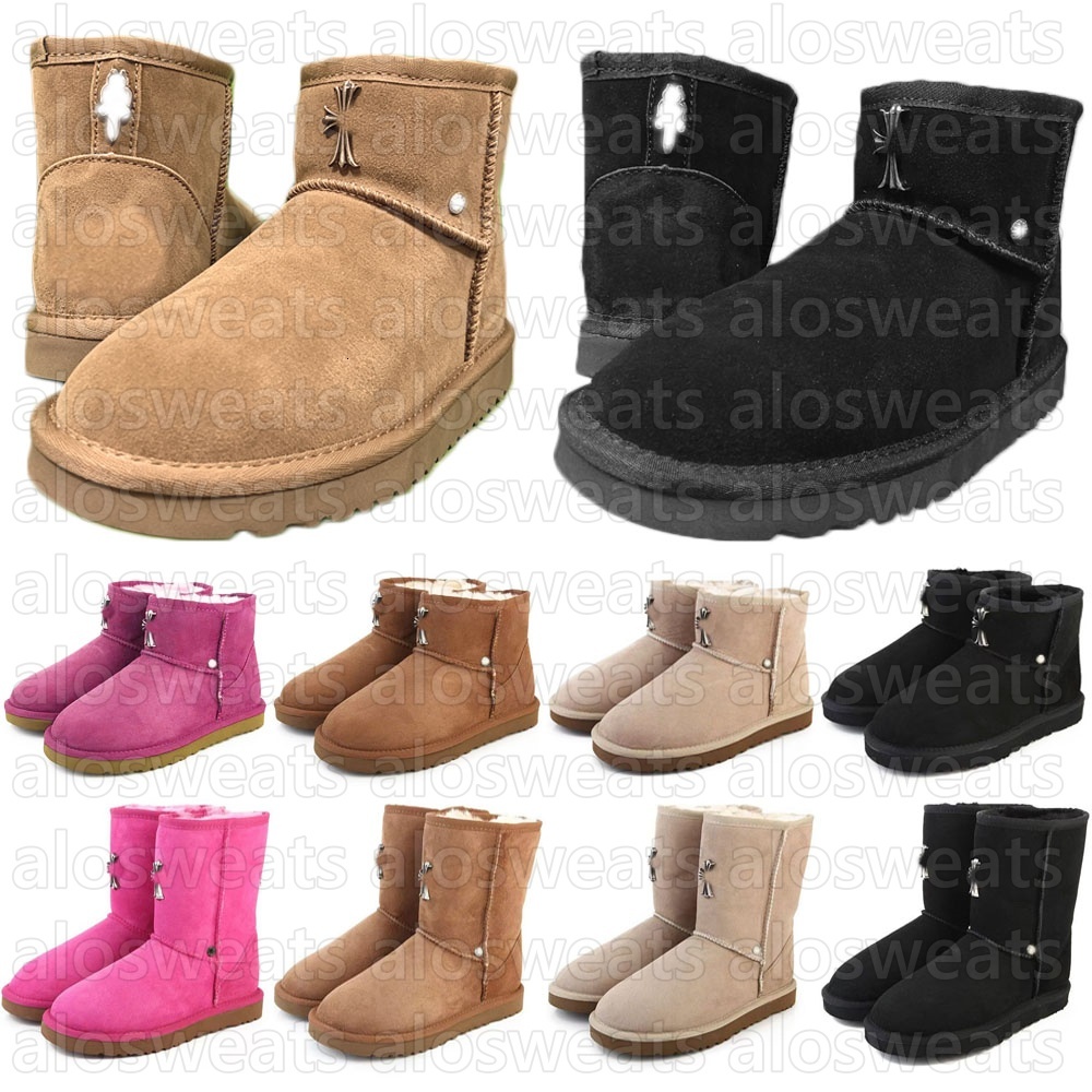 Designer Snow Boots Unisex Stivaletti Piattaforma Scamosciati Castagna Pellicci…