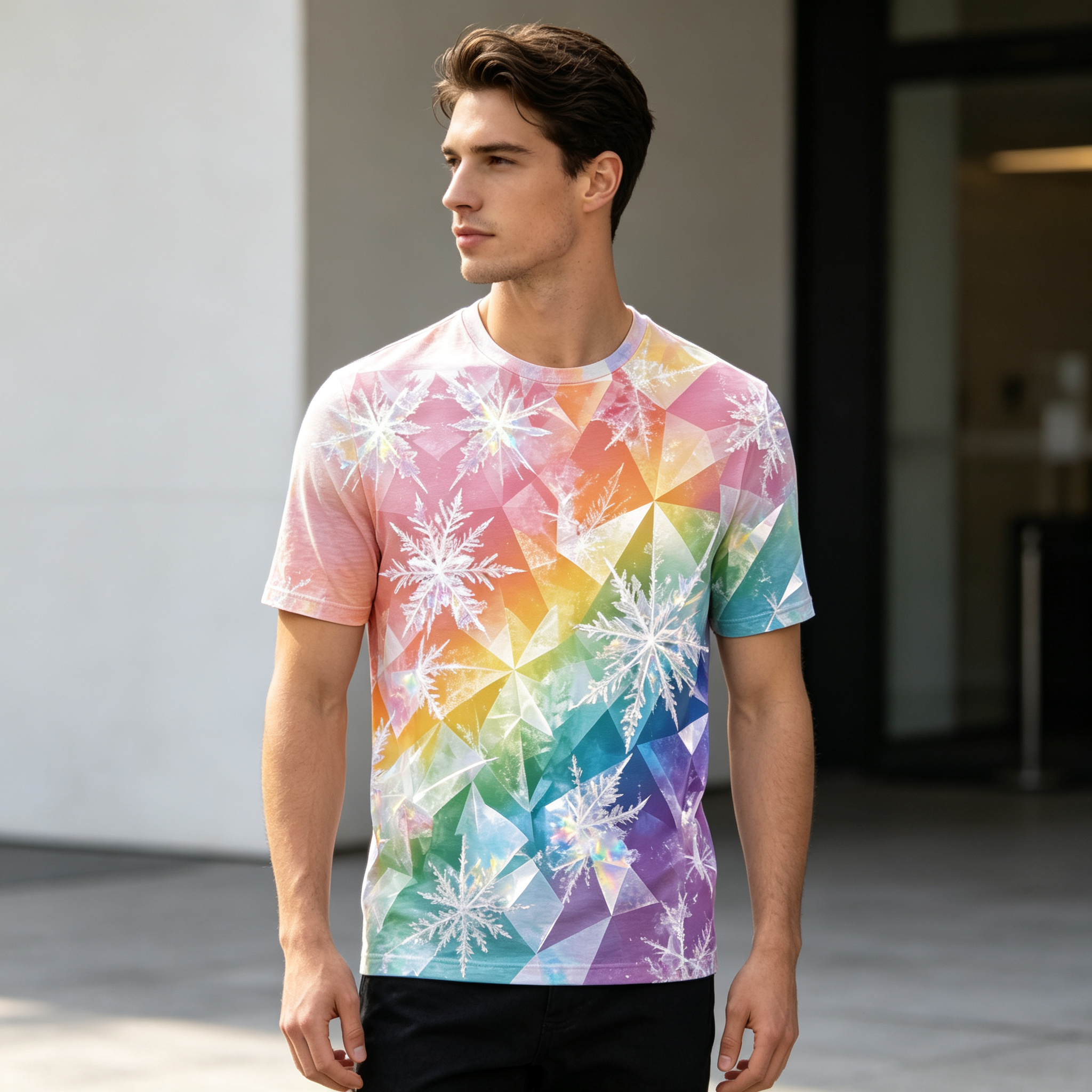 Mens European-American Style Print Short Sleeve Tee - view 6