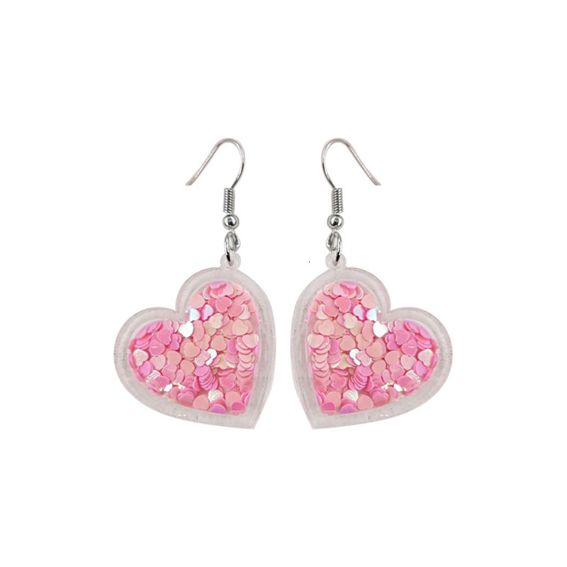 Trendy creative these dazzling pink sequin heart shaped acr - view 6