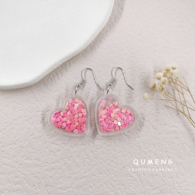 Trendy creative these dazzling pink sequin heart shaped acr - view 3