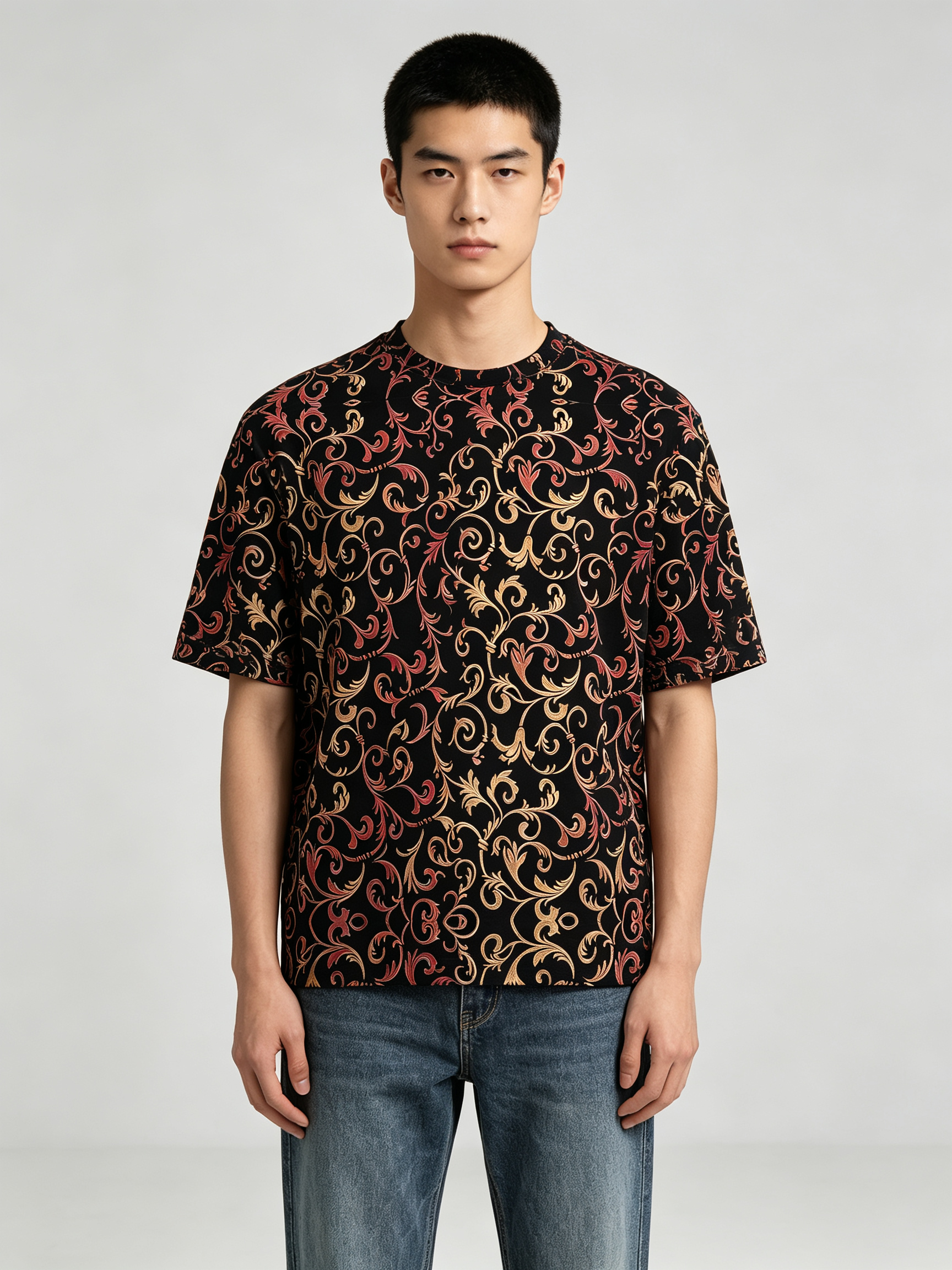 Summer Casual Short Sleeve T-Shirt with Printed Design - view 6