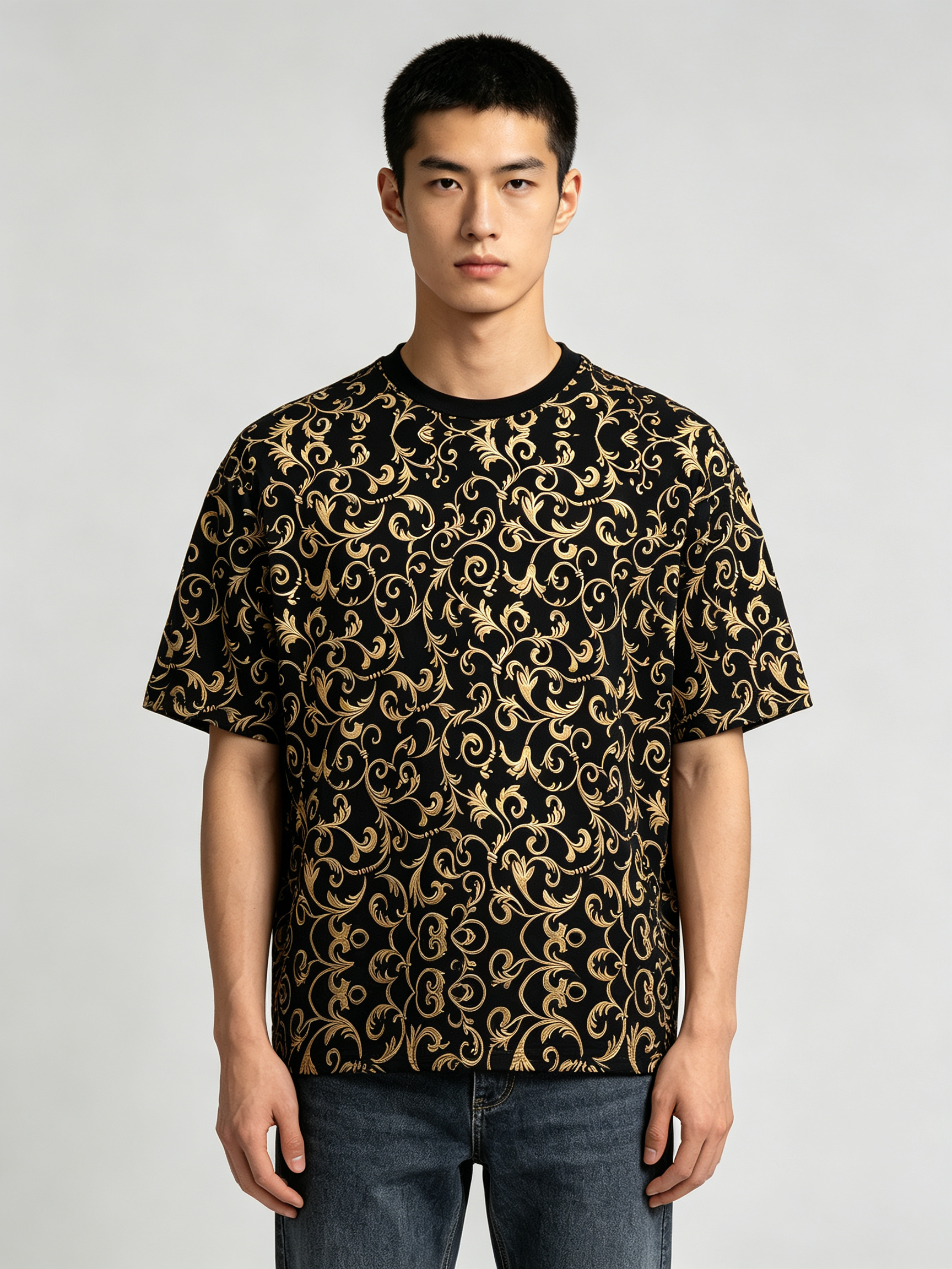 Summer Casual Short Sleeve T-Shirt with Printed Design - view 3