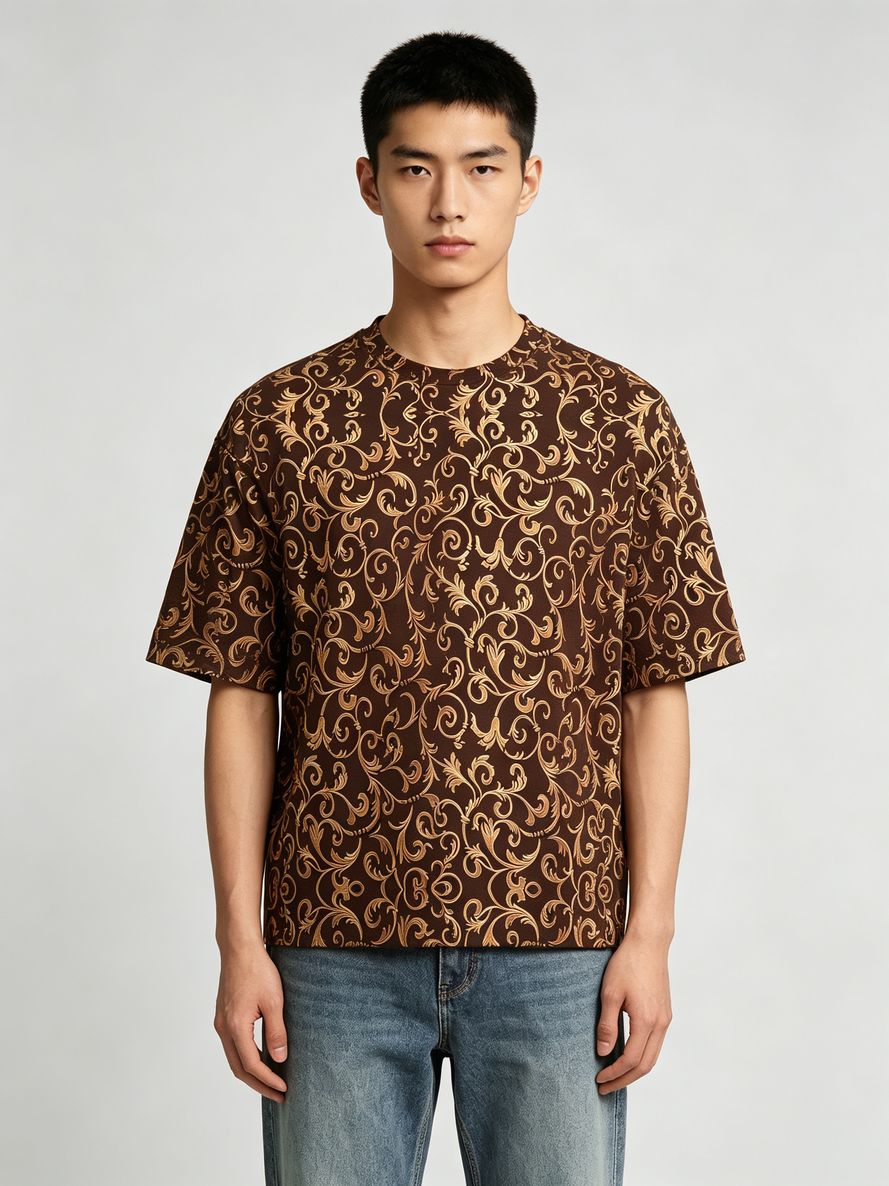 Summer Casual Short Sleeve T-Shirt with Printed Design - view 8