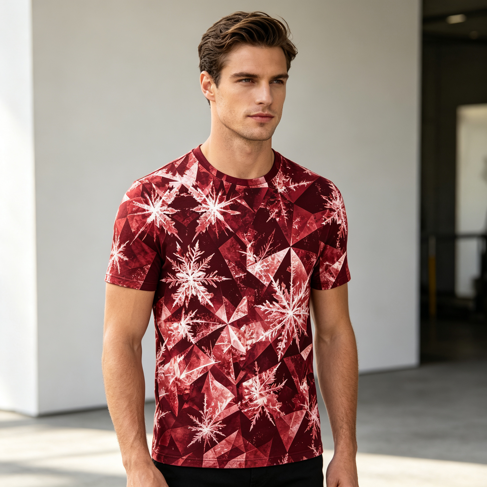Mens European-American Style Print Short Sleeve Tee - view 5
