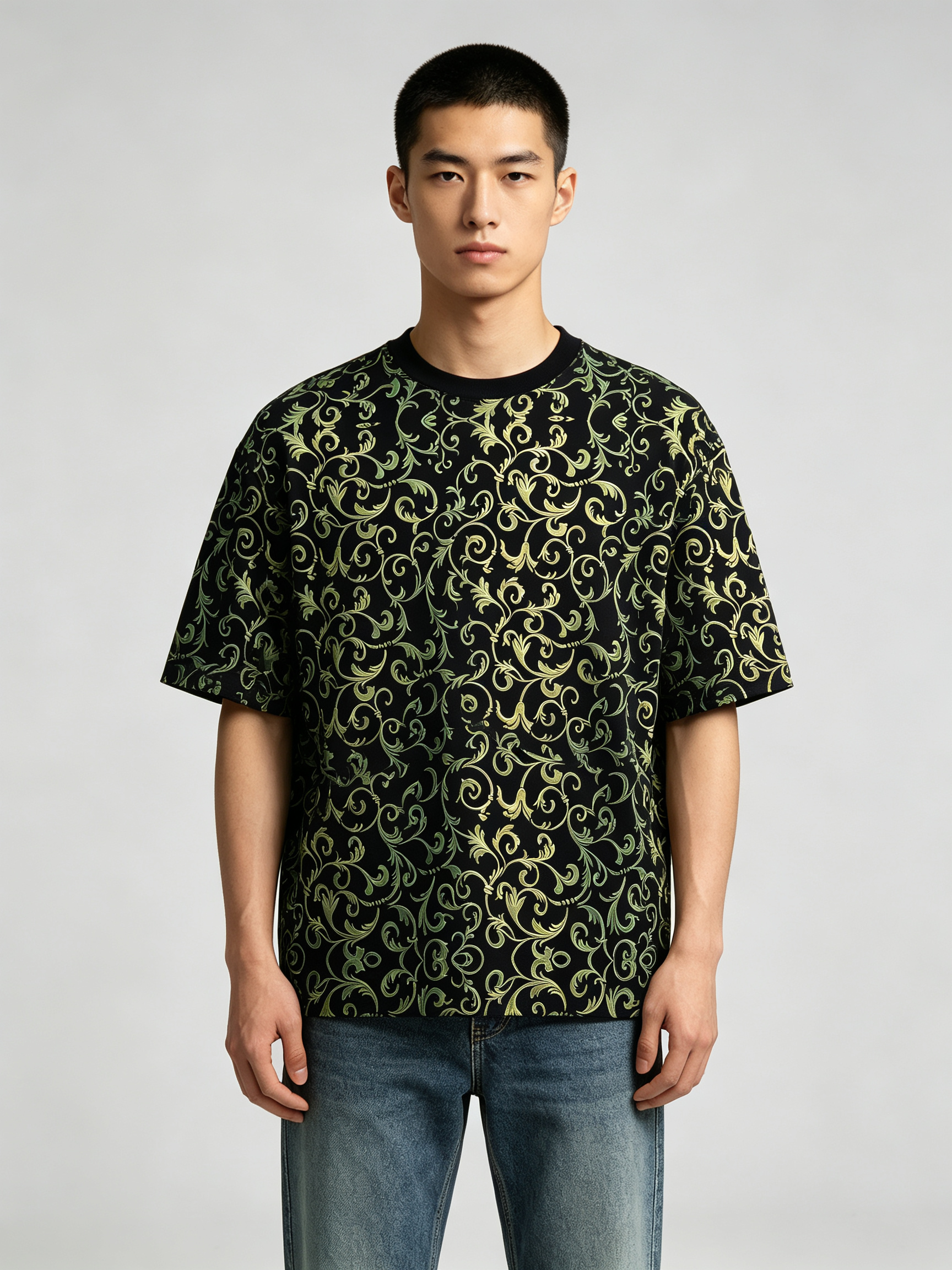 Summer Casual Short Sleeve T-Shirt with Printed Design - view 5
