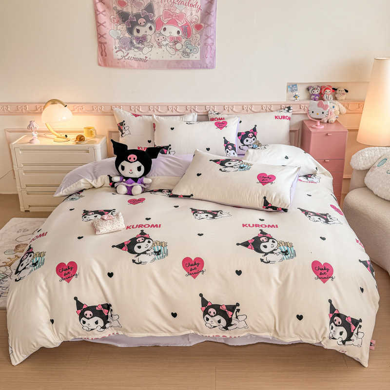 Bedding Sets Kuromi Skin-Friendly Soft Cloud Cotton KT Cat Three-Four Piece Set Sanrio Cartoon Bed Sheet Duvet Cover Factory L260918NH7D - view 7