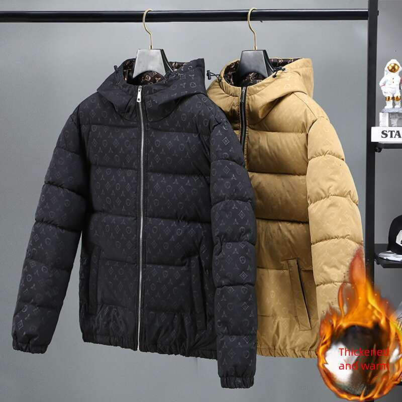 Men's Light Luxury Fashion Cotton Coat Autumn Winter New Design Thickened and Fleece Lined Warm Jacket with Trendy Prints Versatile Punk Style Bl