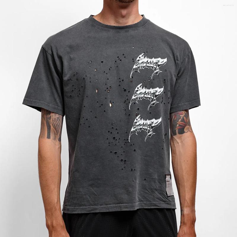 T-Shirt Mothtech Nera Old Ripped Liquid Font Stampato A Maniche Corte-image