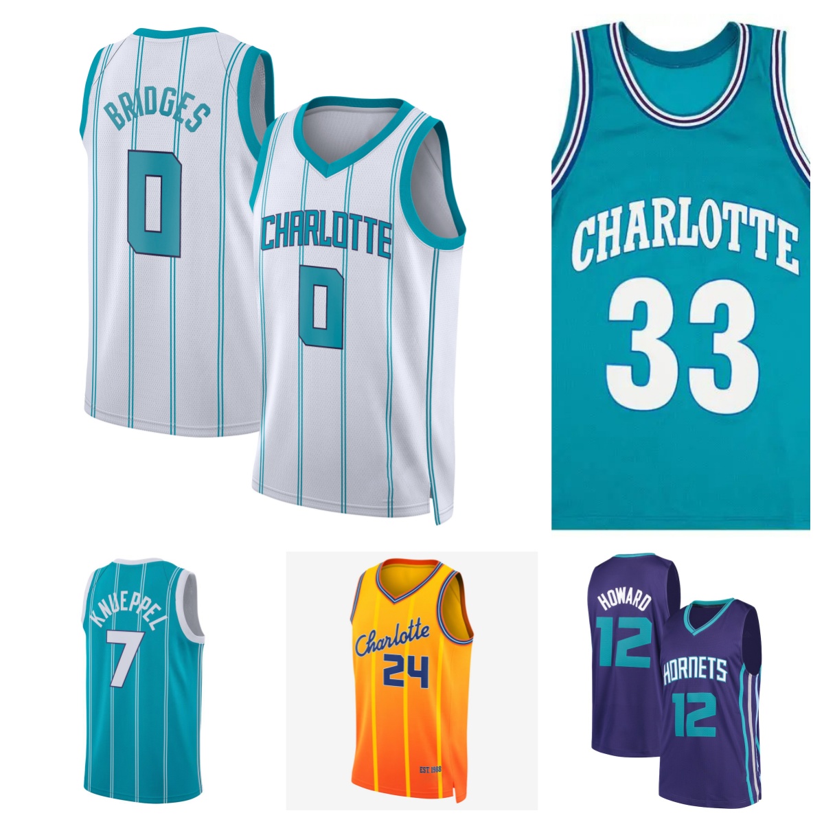 Maglie Da Basket Hornetses 1 Lamelo Ball Brandon Miller Miles Bridges Moussa Diabate Cuciture Personalizzate-image