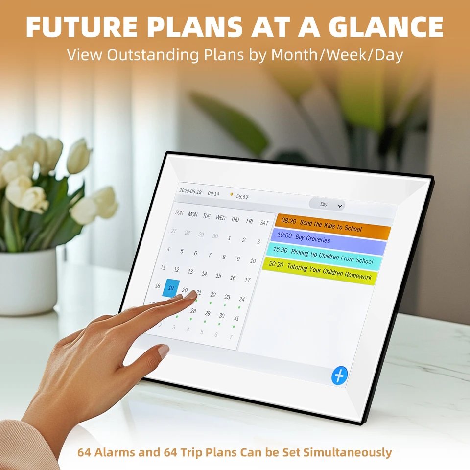 Sveglia Con Calendario Digitale Da 101 Pollici Con Touchscreen LED Per Orari Familiari-image