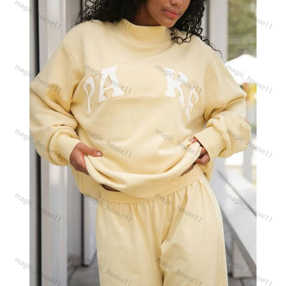 Parkee Mockneck Maglione Donna Trendy Felpa Mockneck Pullover Designer Maglioni In Cotone Moda Loose Parkee Mockneck Donna Felpe Con Cappuccio A91-image