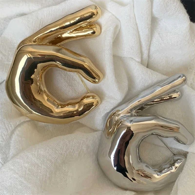Metallo Lucido OK Gesto Spille Per Donna Uomo Carta Spilla A Mano Spilli Ufficio Gioielli Per Feste Regalo S260918QCIS-image