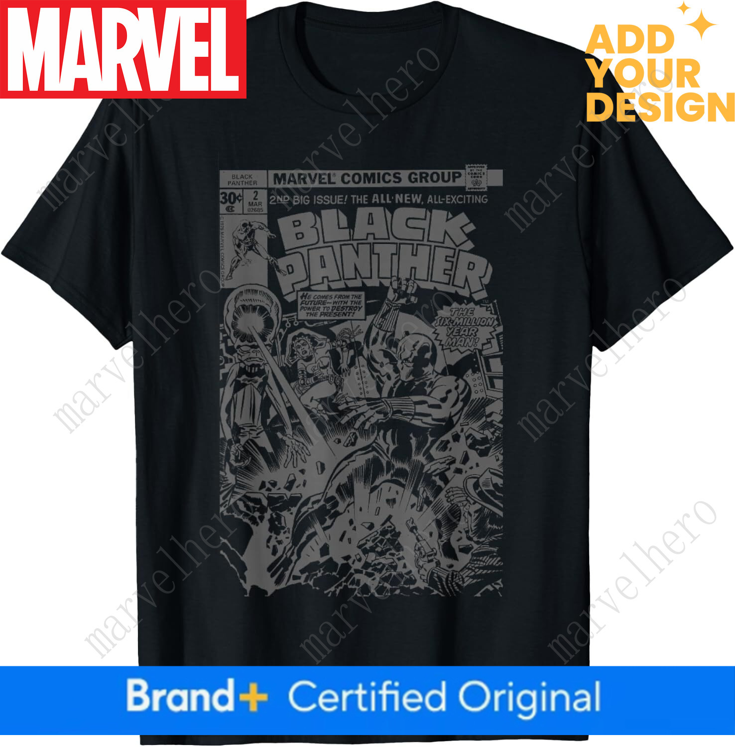 T-Shirt T-Shirt Top Comics T-Shirt Retrò Maglietta A Maniche Corte Pantera T-Shirt Con Copertina Di Fumetti Nera Vintage-image