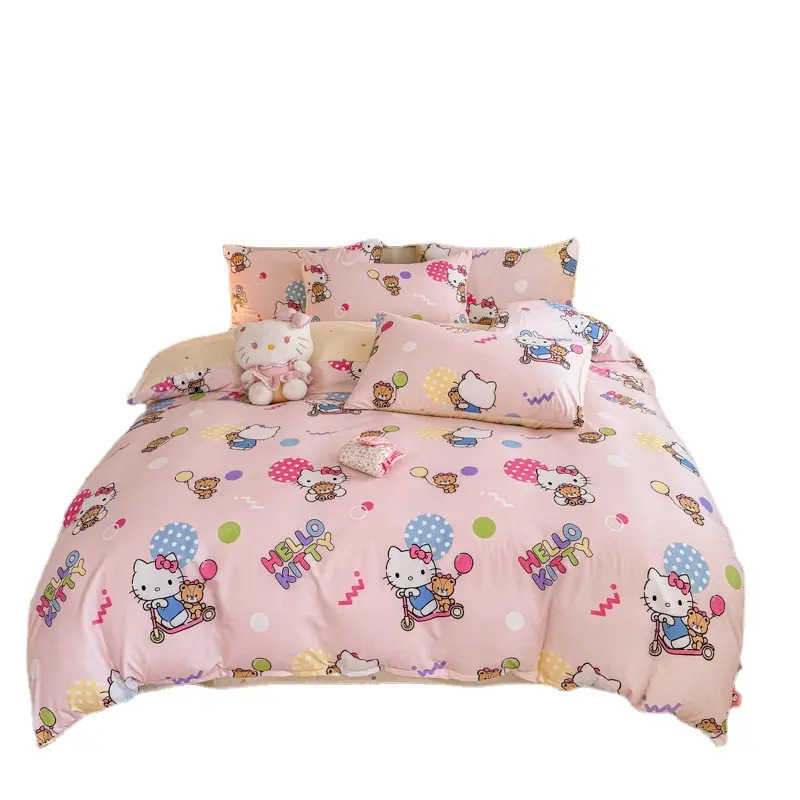 Bedding Sets Kuromi Skin-Friendly Soft Cloud Cotton KT Cat Three-Four Piece Set Sanrio Cartoon Bed Sheet Duvet Cover Factory L260918NH7D - view 6