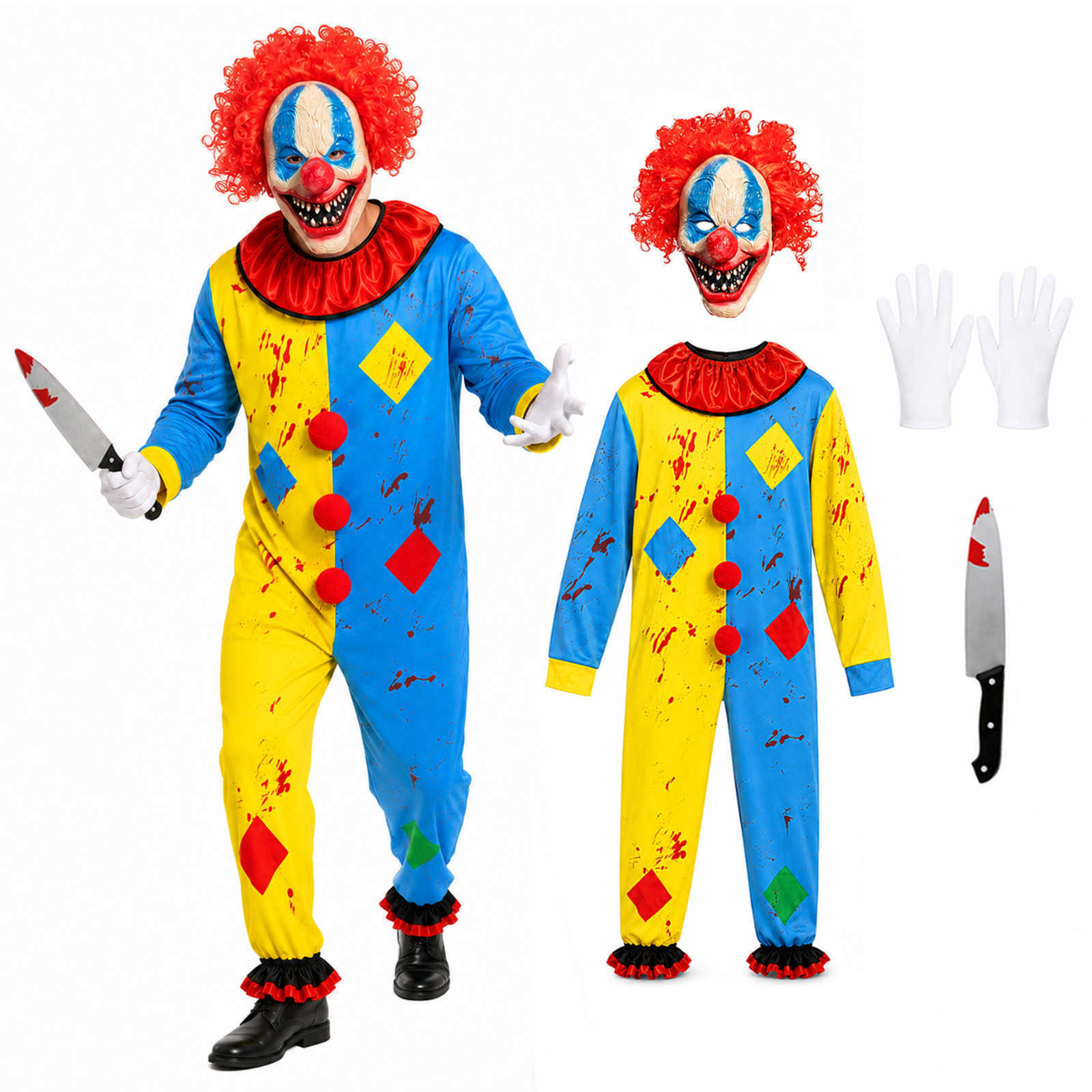 Clown Come Movie Adult Deluxe Comes Creepy Clown Uomo Halloween Come Festival Accessori Per Feste In Stoffa S260918ROQK-image