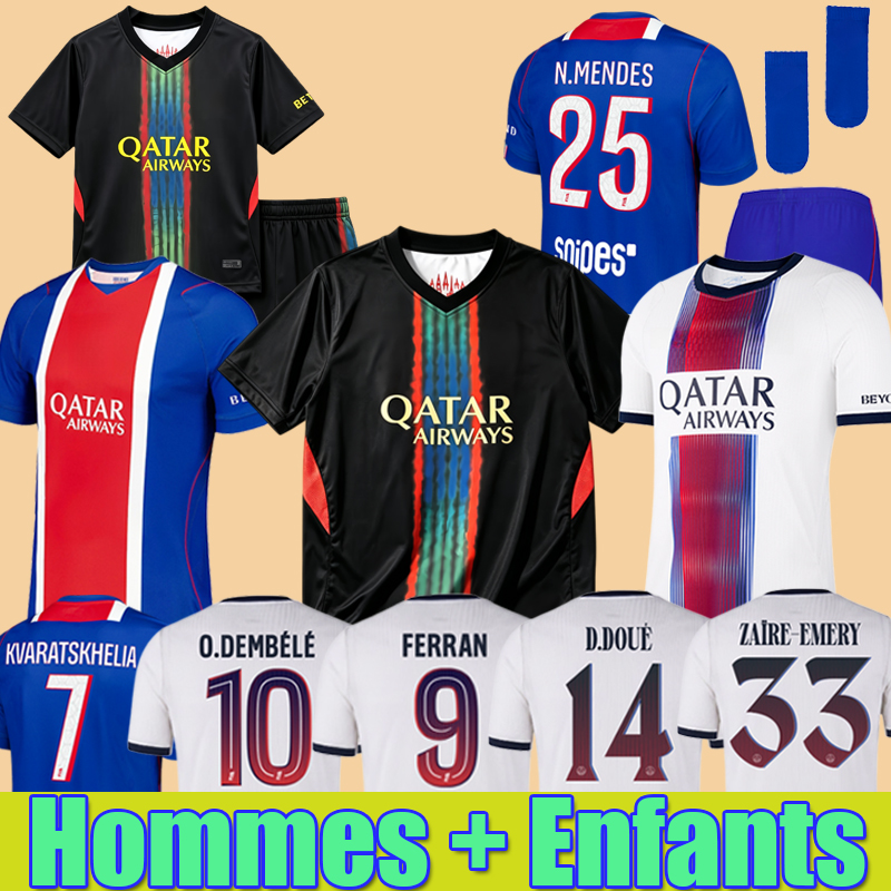 Maglia Da Calcio Psg 26 27 Kvaratskhelia O.Dembele Joao 2026 Kit Maglia Calcio Psges Uomo Bambino Set-image