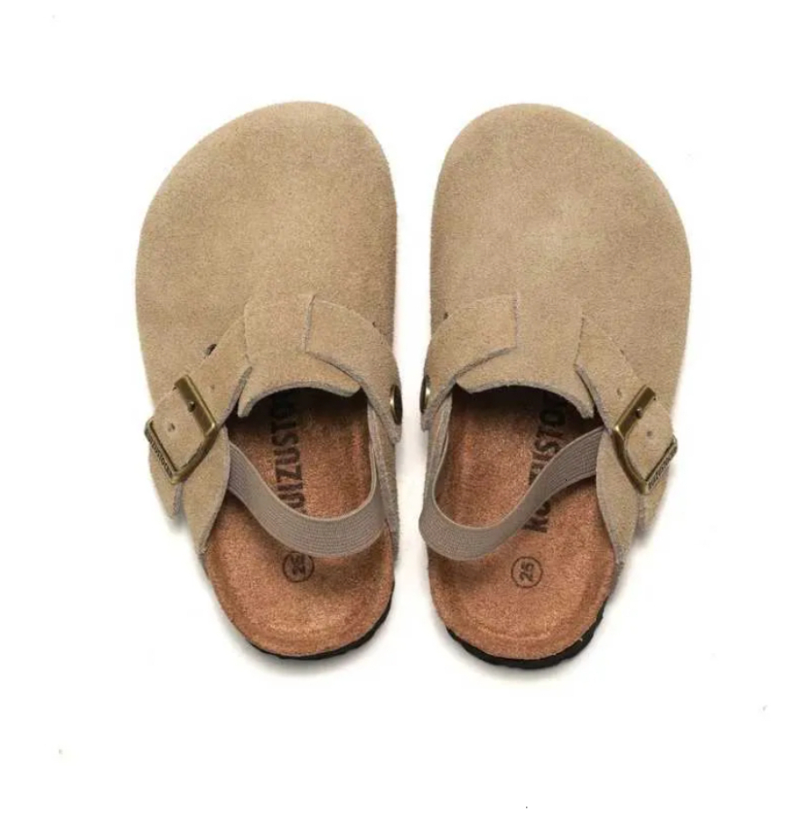 Pantofole Per Bambini Da Interno Ed Esterno Zoccoli Kidmi Plantare In Sughero Scamosciato Fibbia Regolabile Supporto Per Arco Antiscivolo Per Bambin-image
