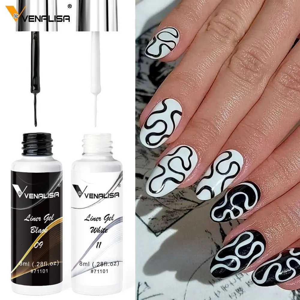 Kit Per Nail Art 8Ml Venalisa Liner Gel White Line French Smalto Per Unghie 21 Colori Soak Off Gel Per Pittura Uv/Led Bella Vernice Semipermanente X-image