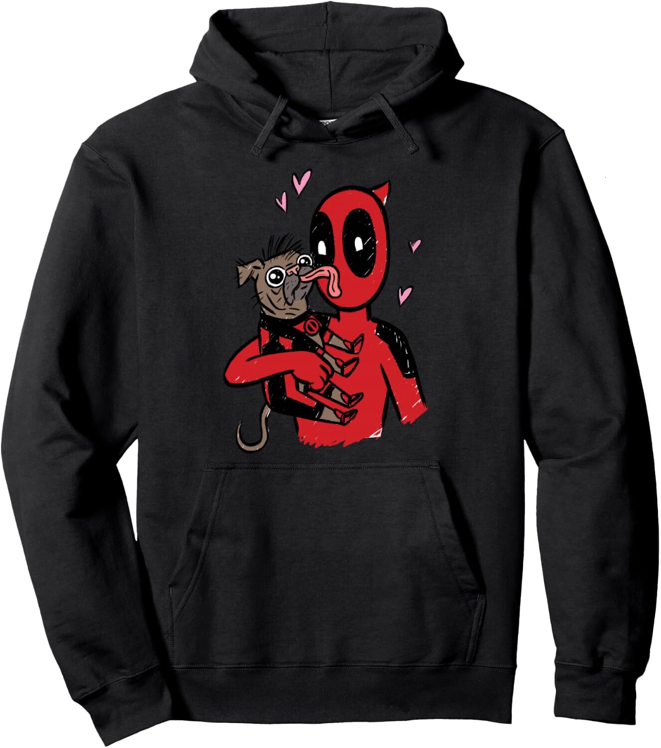 Felpa Con Cappuccio Deadpool Wolverine Dogpool Doggy Kisses Doodle-image