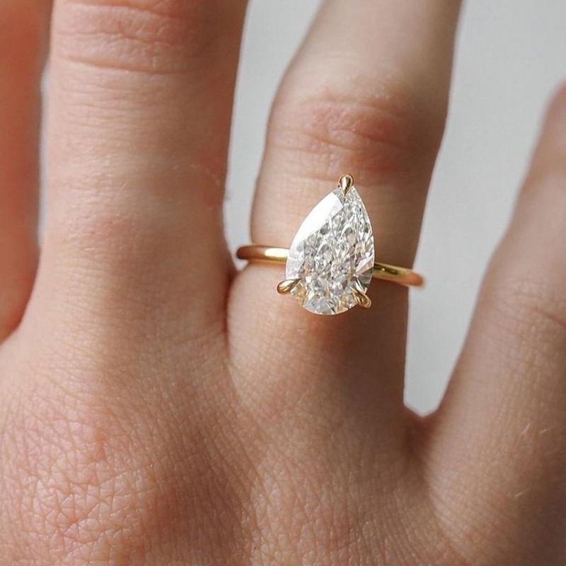 14k 18k Solid Gold Lab Grown Diamond Engagement Ring Men Women IGI Certified 2ct 3ct Vvs Pear Cut Classic Verdia Custom - view 4
