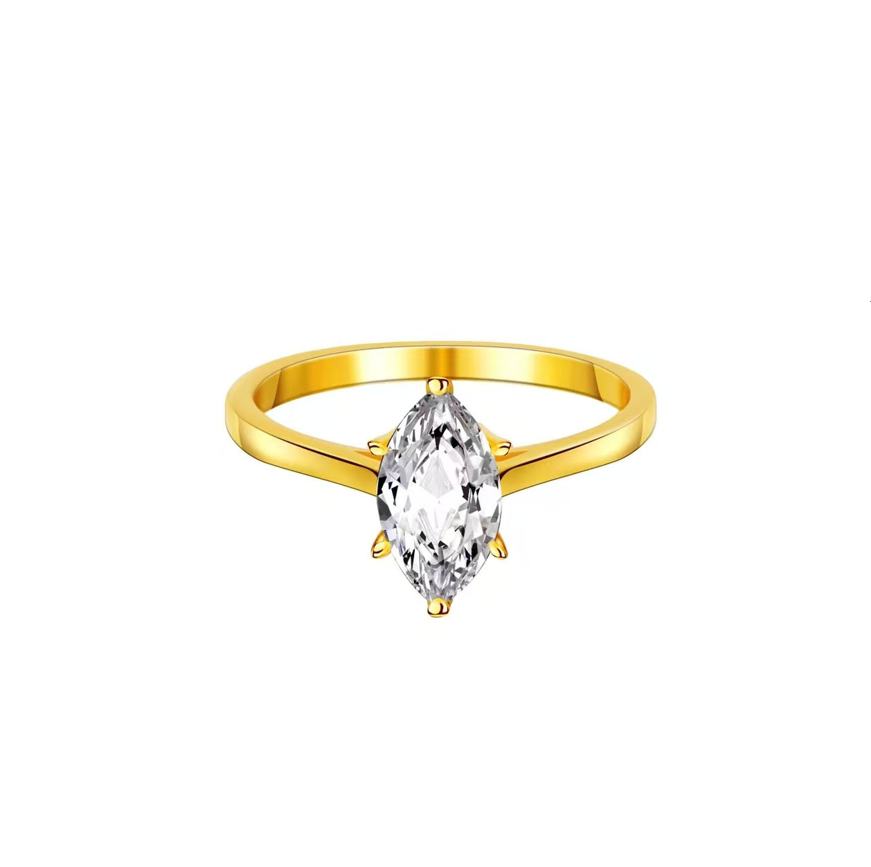 Huacan Marquise Cut Lab Diamond Ring 14K 18K Solid Gold IGI Certified Unisex D Color Engagement/Wedding Trendy Fashion Jewelry - view 3