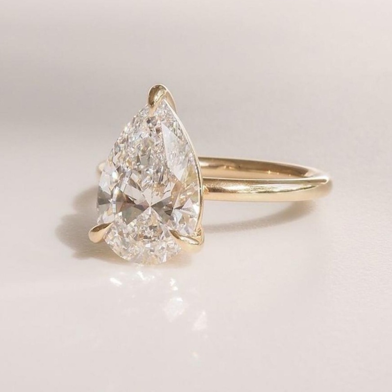 RongZhen 14k 18k Solid Gold Pear Cut Lab Grown Diamond Engagement Ring Men Women IGI Certified 2ct VVS Color D Jewelry Custom - view 5