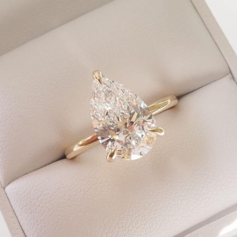 14k 18k Solid Gold Lab Grown Diamond Engagement Ring Men Women IGI Certified 2ct 3ct Vvs Pear Cut Classic Verdia Custom - view 3