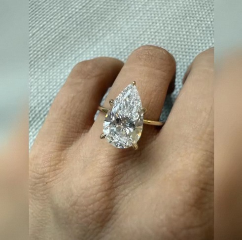 Pear Cut Lab Grown Diamond Ring Women Luxury 925 Sterling Silver GRA Certified VS-VVS E/F Clarity Wedding Engagement - view 5