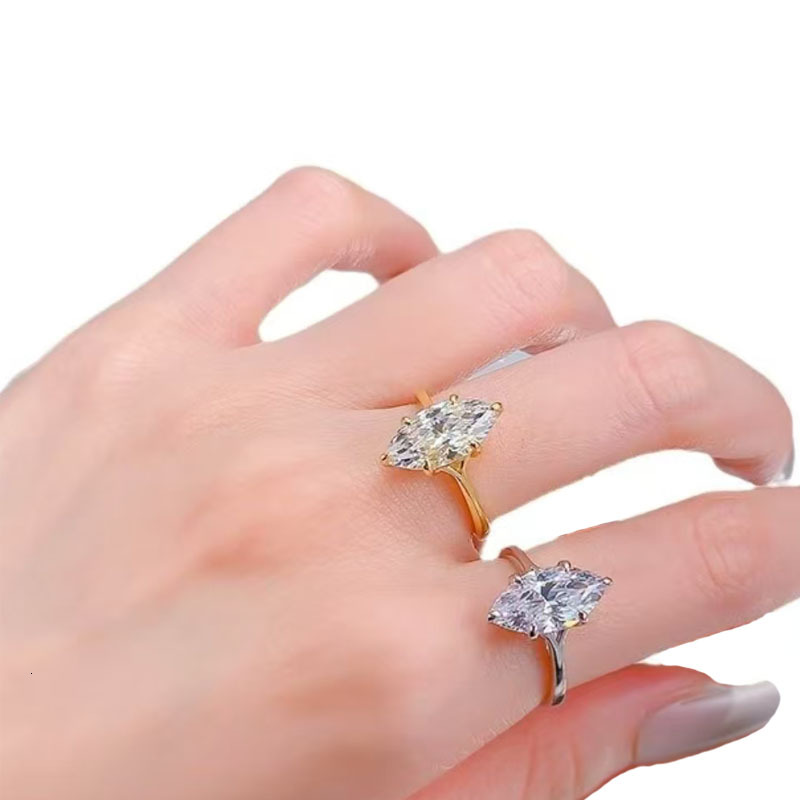 Huacan Marquise Cut Lab Diamond Ring 14K 18K Solid Gold IGI Certified Unisex D Color Engagement/Wedding Trendy Fashion Jewelry - view 7