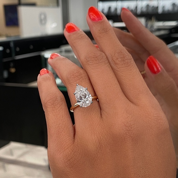 IGI Certified 4.34 ct Pear Cut Lab Grown Diamond Engagement Ring 14K Yellow Gold Two Tone VVS VS CVD HPHT Loose Diamond Ring - view 5
