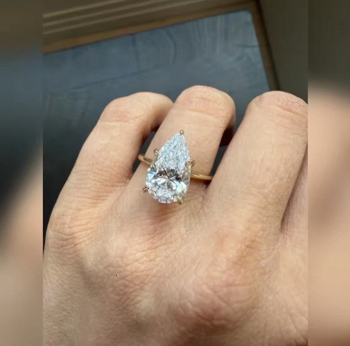 Pear Cut Lab Grown Diamond Ring Women Luxury 925 Sterling Silver GRA Certified VS-VVS E/F Clarity Wedding Engagement - view 4