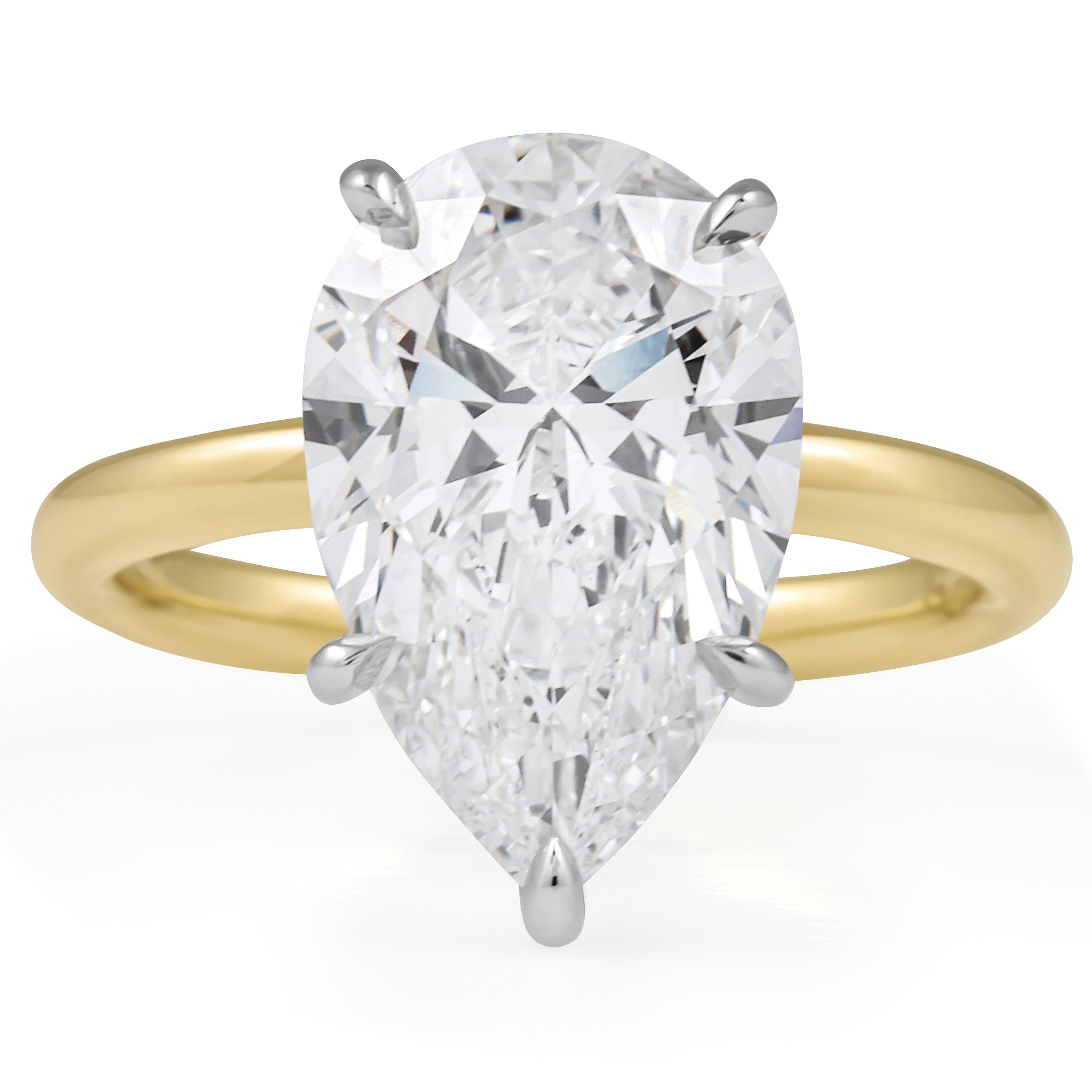IGI Certified 4.34 ct Pear Cut Lab Grown Diamond Engagement Ring 14K Yellow Gold Two Tone VVS VS CVD HPHT Loose Diamond Ring - view 7