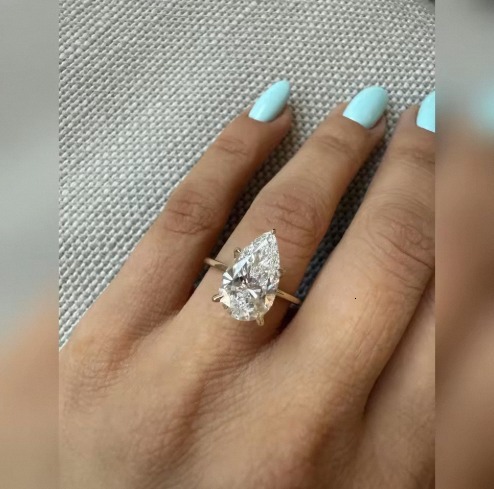 Pear Cut Lab Grown Diamond Ring Women Luxury 925 Sterling Silver GRA Certified VS-VVS E/F Clarity Wedding Engagement - view 6