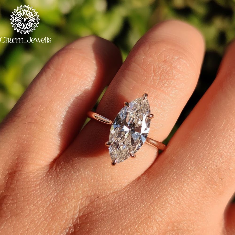 Charm Women's Rose Gold Plated Silver Cushion Cut Moissanite Engagement Eternity Band Ring Classic Prong Setting - view 4