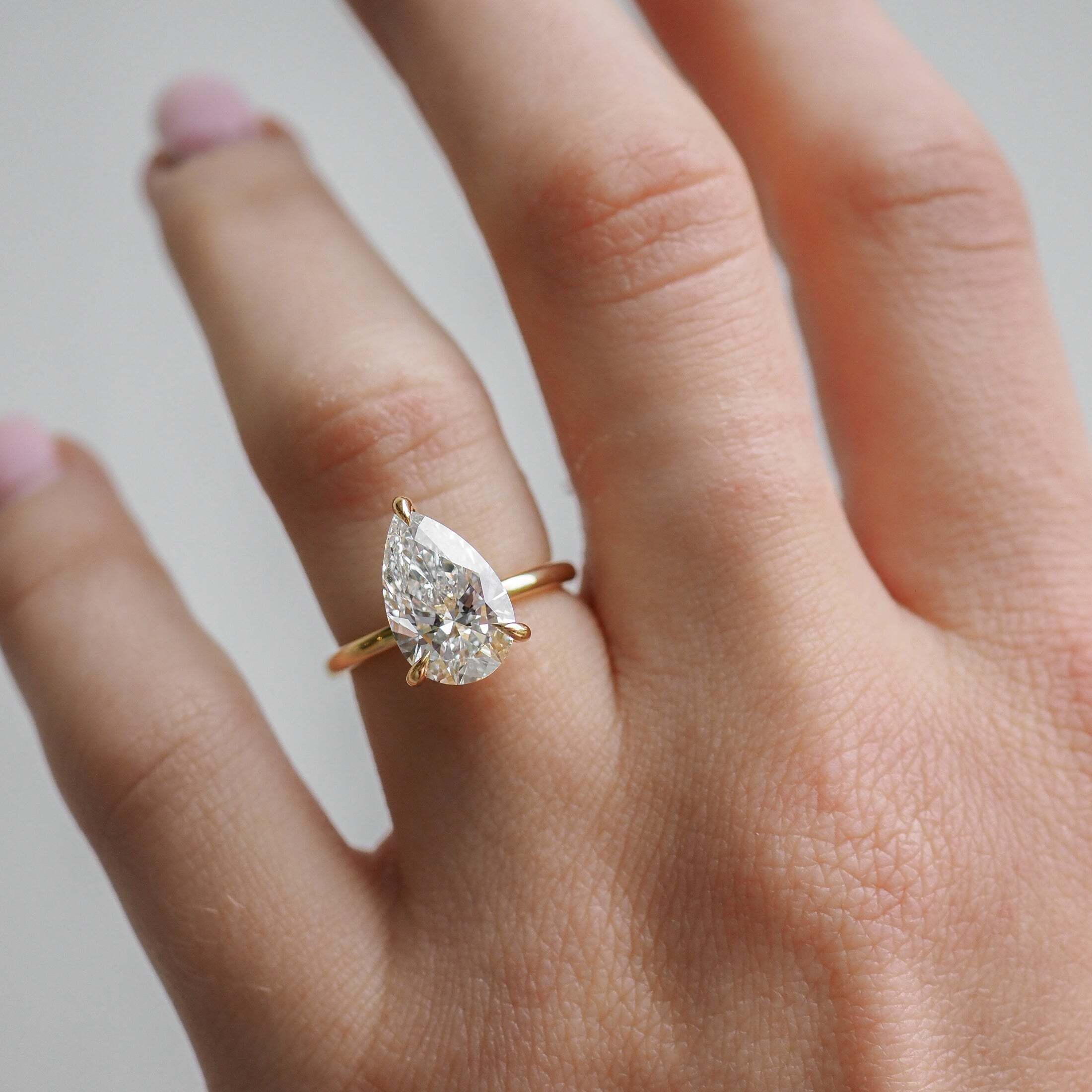 IGI Certified 1.0-4.0ct Pear Cut Lab-Grown Diamond Women's Classic 14K Pure Gold Luxury Wedding Engagement Ring Fine Jewelry - view 3