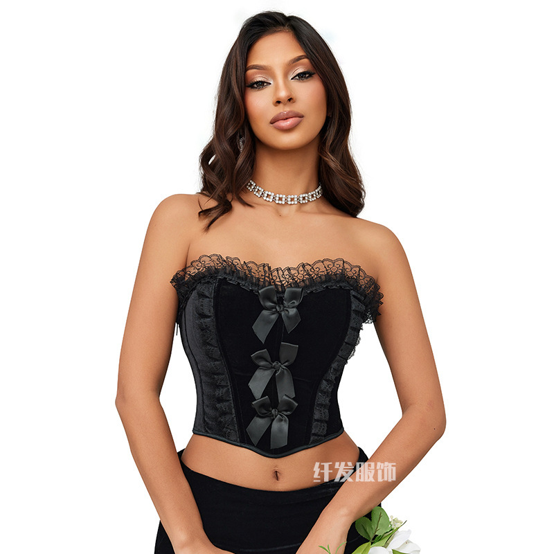 European and American style sexy lace trim bow fishbone cors - view 6