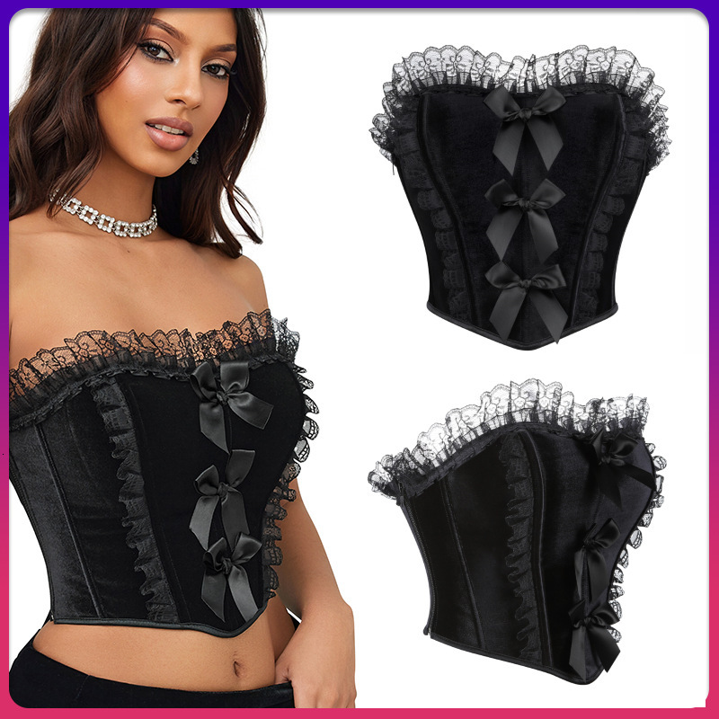 European and American style sexy lace trim bow fishbone cors