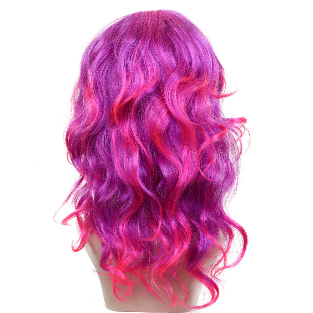Halloween cosplay wig PurplePink Gradient Wavy Heart Shape - view 4