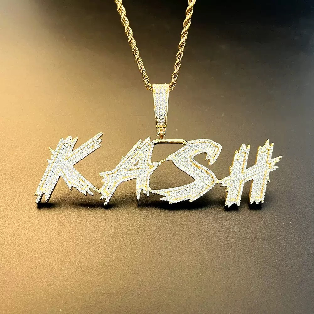 Custom Graffiti Thorn Spike Letter Pendant Men Hip Hop Moissanite Iced 18K Gold S925 Silver Wildstyle Name Necklace Streetwear Custom Jewelry - view 9