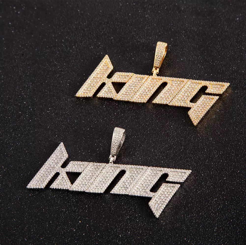 Hip Hop Vintage Cute New Custom Italic Letter Pendant Copper moissanite Unisex Trendy Street HipHop Personality Necklace - view 9