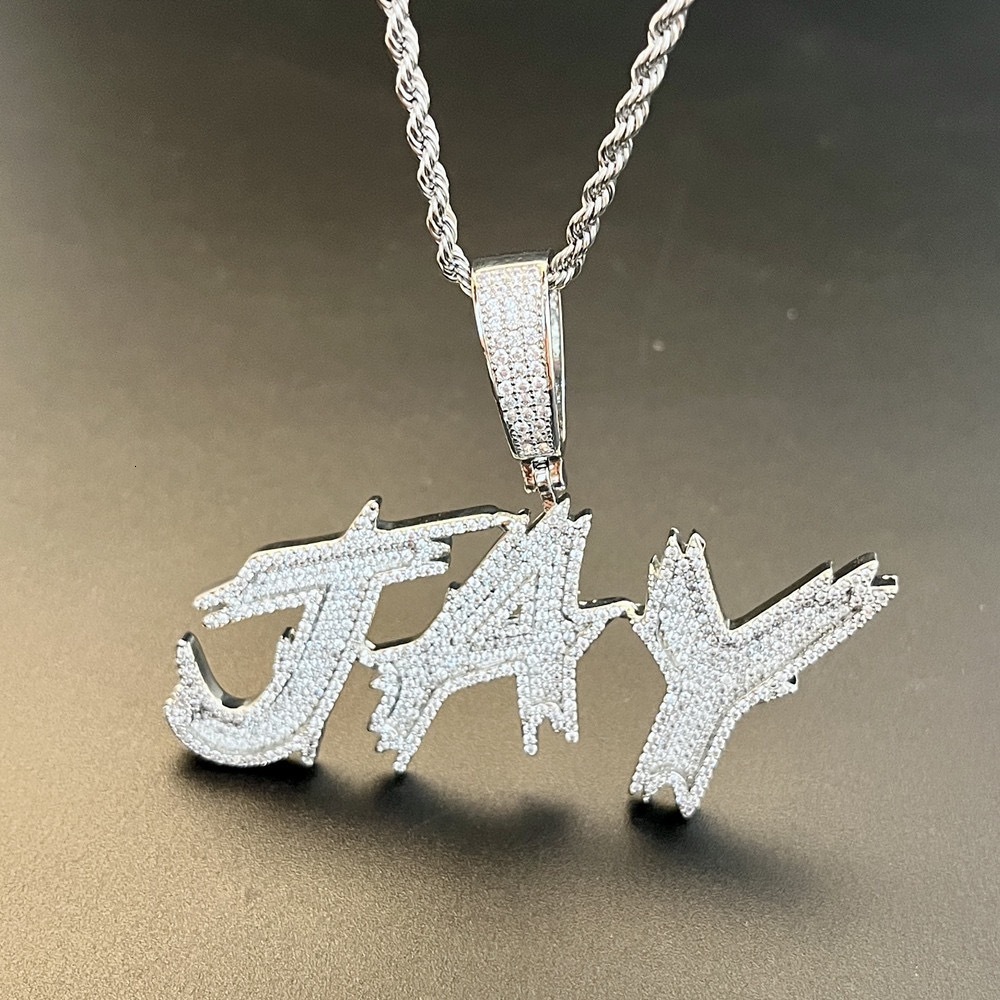 Custom Graffiti Thorn Spike Letter Pendant Men Hip Hop Moissanite Iced 18K Gold S925 Silver Wildstyle Name Necklace Streetwear Custom Jewelry - view 7