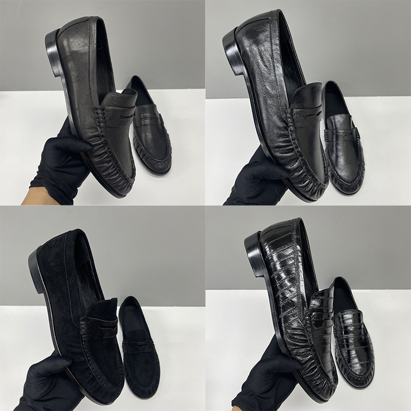 Mocassini Penny Increspati Firmati Le Mocassini Muli Senza Schienale Designer Uomo Donna Pelle Scamosciata Sgualcita Slip On Scarpe Eleganti Piatte-image