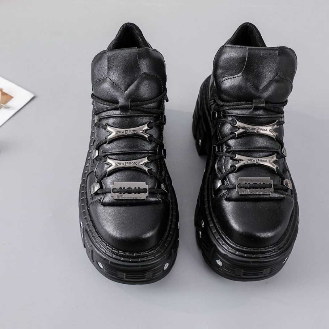 New dark black daddy shoes with thick soles, for export and cross-border sales, women's shoes with heavy metals, featuring unique gothic punk sty - view 3