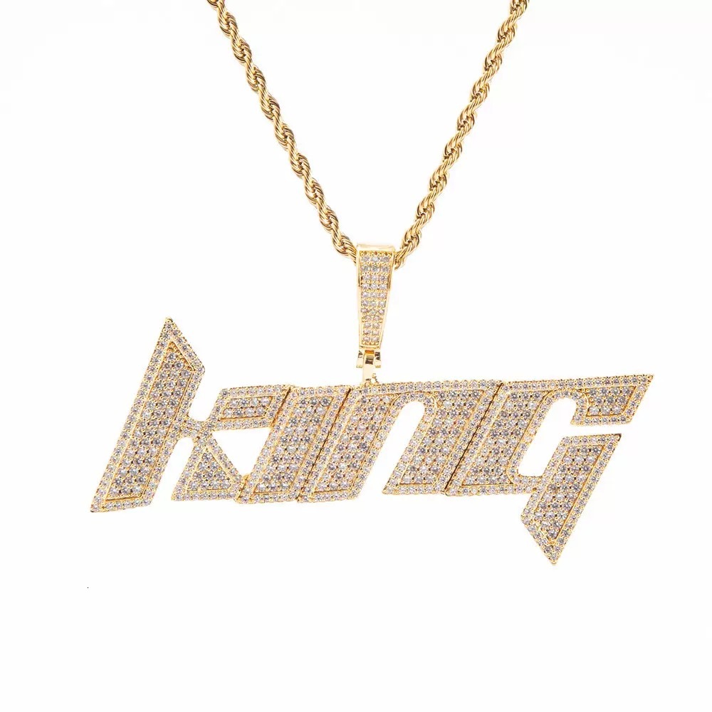 Hip Hop Vintage Cute New Custom Italic Letter Pendant Copper moissanite Unisex Trendy Street HipHop Personality Necklace - view 3