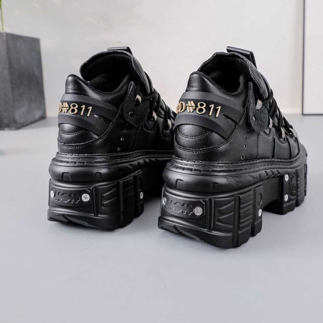 New dark black daddy shoes with thick soles, for export and cross-border sales, women's shoes with heavy metals, featuring unique gothic punk sty - view 4